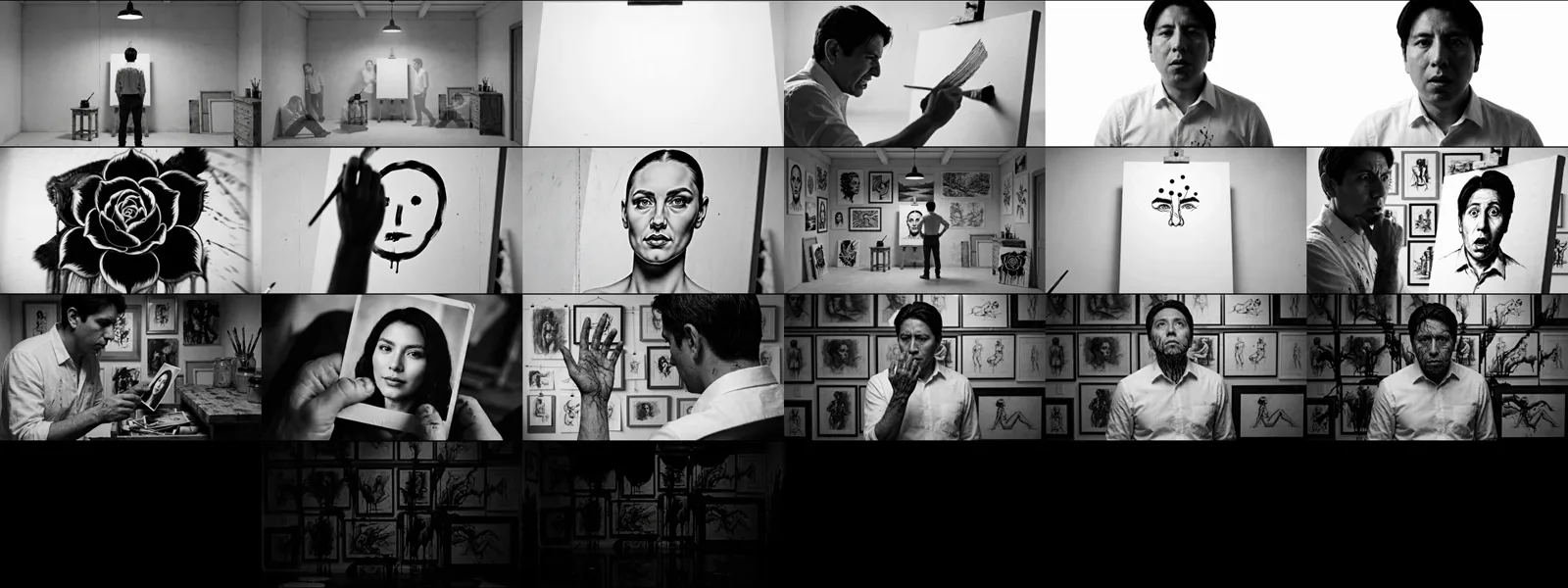 hoja de contacto del storyboard de la tinta viva